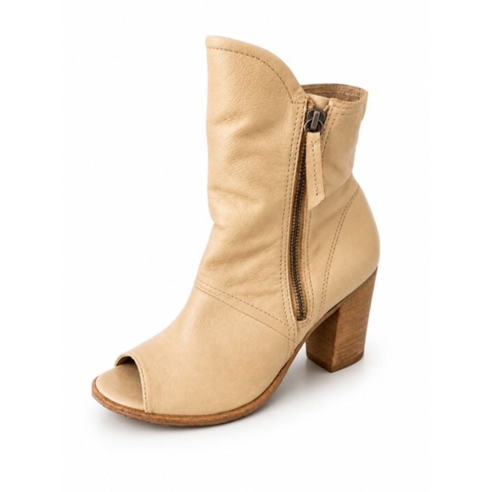 Matisse Leon Boho Peep Toe Ankle Boots Women 7.5 Tan Leather Slouchy Brazil